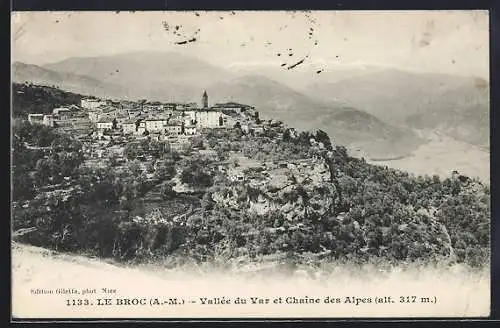 AK Le Broc /A.-M., Vallée du Var et Chaîne des Alpes