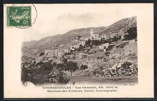 AK Coursegoules, Vue Générale, Services des Voitures, Vence, Coursegoules