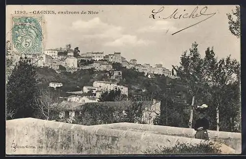 AK Cagnes, vue sur la ville et paysage environnant