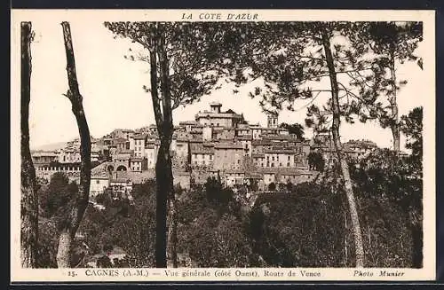 AK Cagnes /A.-M., Vue générale, Côté Ouest, Route de Vence