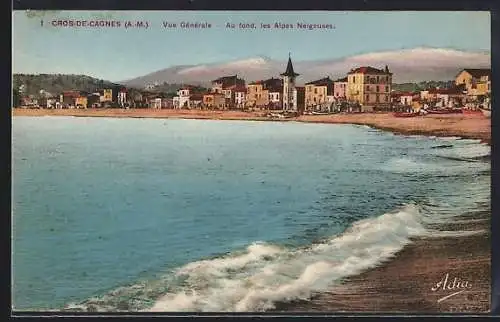 AK Cros-de-Cagnes /A.-M., Vue Générale, Au fond, les Alpes Neigeuses