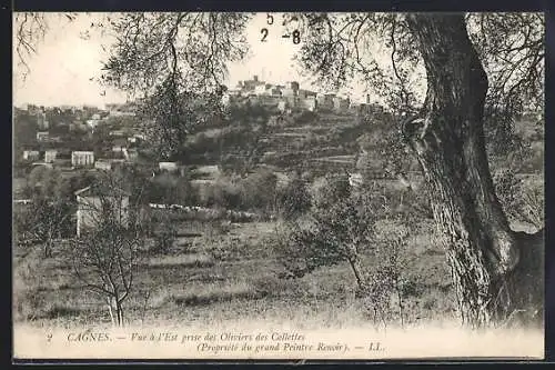 AK Cagnes, Vue à l`Est prise des Oliviers des Collettes, Propriété du grand Peintre Renoir