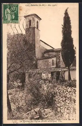 AK Cabris /A.-M., Le Clocher de l`Église, Étude artistique