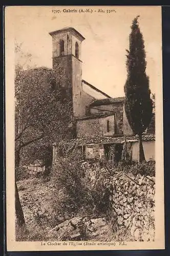 AK Cabris /A.-M., Le Clocher de l`Église, Étude artistique