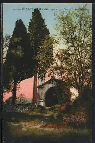 AK Carros /A.-M., Notre-Dame des Selves au crépuscule