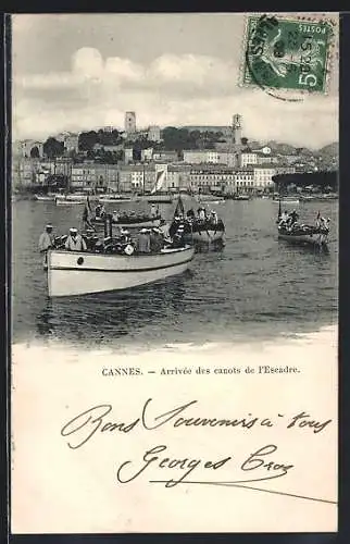 AK Cannes, Arrivée des canots de l`Escadre
