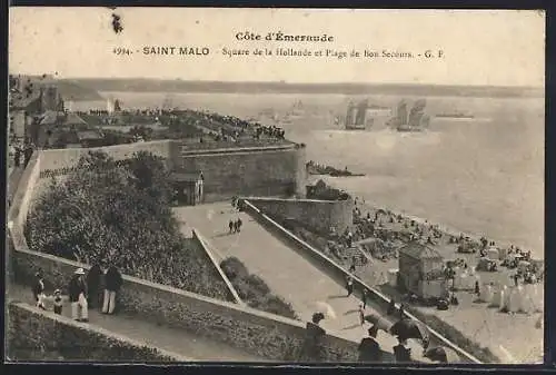 AK Saint Malo, Square de la Hollande et Plage de Bon Secours