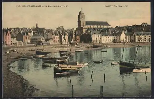 AK Saint-Servan, Le Port Solidor, Côte d`Émeraude mit Booten im Hafen