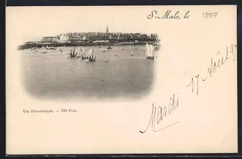 AK St. Malo, Vue Panoramique avec voiliers en mer
