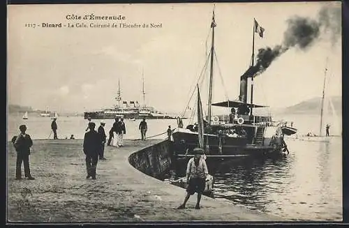 AK Dinard, La Cale, Cuirassé de l`Escadre du Nord