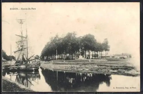 AK Redon, Entrée du Port avec voilier amarré