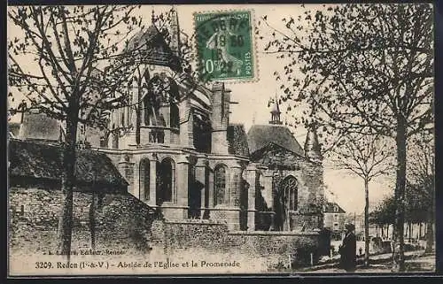 AK Redon /I.-et-V., Abside de l`Église et la Promenade