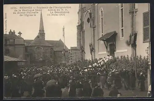 AK Rennes, Souvenir de l`inauguration de la Basilique Saint-Aubin en N.D. de Bonne-Nouvelle, 24 Mars 1904