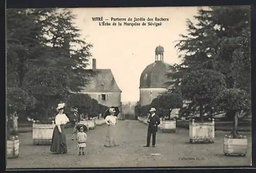 AK Vitré, Parterre du Jardin des Rochers, L`Écho de la Marquise de Sévigné