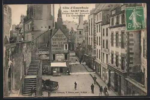 AK Saint-Malo, Perspective des Remparts, la Grand`Porte