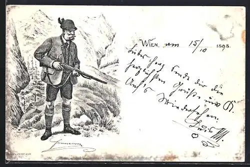 AK Kaiser Franz Josef I. von Österreich auf der Jagd