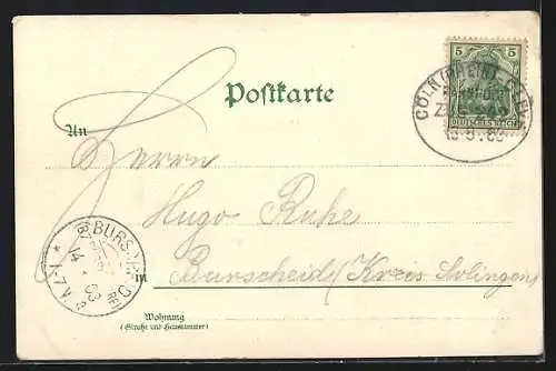 Lithographie Goch, Steinthor, Rathaus, Kirche