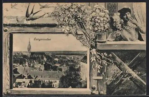 AK Langensalza, Ortsansicht aus der Vogelschau