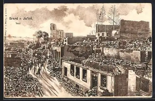 Lithographie Ilsfeld, Totalansicht nach dem Brand