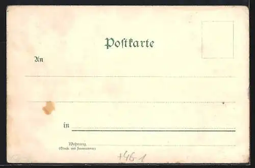 Lithographie Leipzig, Ballon als Möbeltransport, Die electrische Bahn kommt!