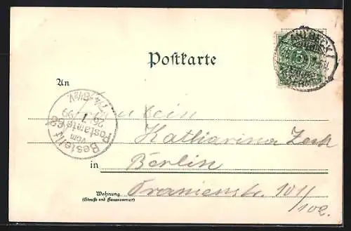 Lithographie Ahlbeck / Ostseebad, Hafenpartie mit Booten