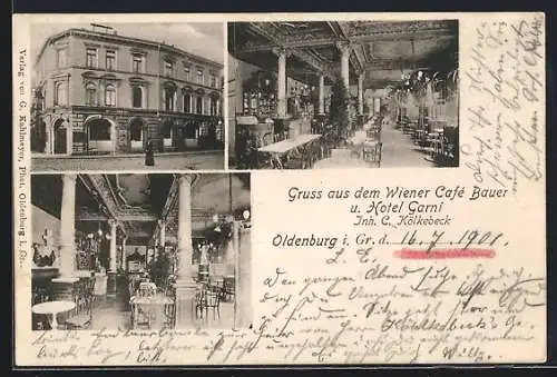 AK Oldenburg i. Gr., Wiener Café Bauer und Hotel Garni, Inh. C. Kölkebeck
