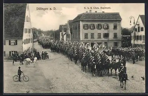 AK Dillingen a. D., K. b. 8. Chev. Regiment im Marsch
