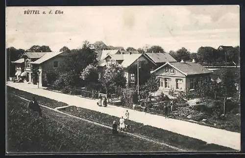 AK Büttel a. d. Elbe, Ortspartie aus der Vogelschau