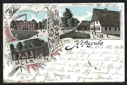 Lithographie Höftgrube, Genossenschafts-Meierei, Garten