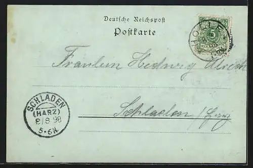 Mondschein-AK Wohldenberg, Gasthof Riechers mit Ortspartie