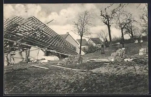 AK Mülheim / Ruhr, Zerstörte Gebäude nach dem Bergrutsch im März 1906