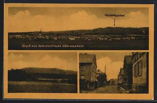 AK Oberzeuzheim, Totalansicht und Strassenpartie, Heidehäuschen