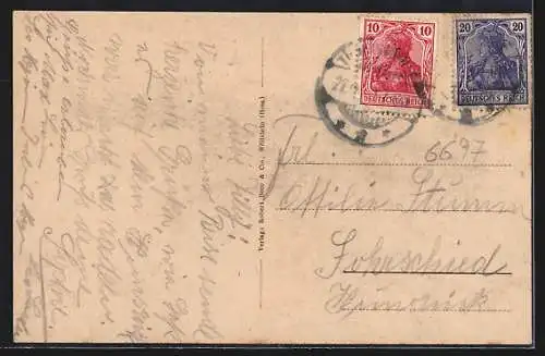 AK Türkismühle, Strassenpartie mit Gasthaus, Totalansicht