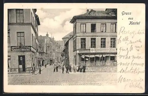 AK Kastel / Mainz, Strassenpartie, Gasthaus von Wilhelm Linke