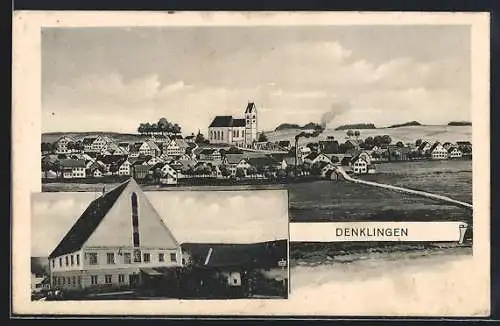Künstler-AK sign. Hans Pernat: Denklingen / Landsberg, Ortsansicht aus der Vogelschau
