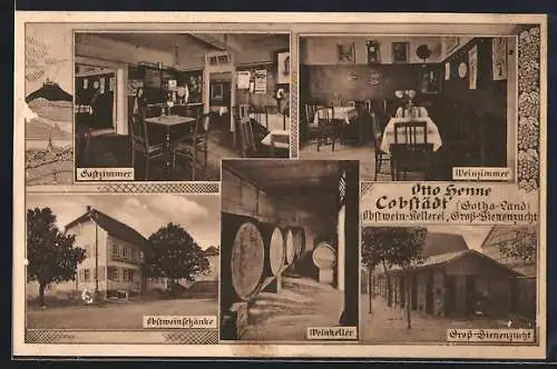 AK Cobstädt, Obstwein-Kelterei Gross-Bienenzucht, Gastzimmer, Weinzimmer, Obstweinschänke, Weinkeller