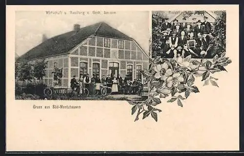 AK Süd-Mentzhausen, Gasthof und Handlung von G. Janssen, Preiskegeln