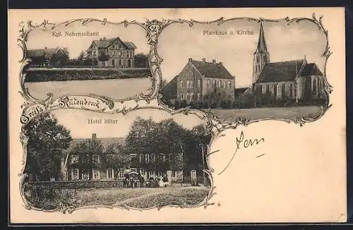AK Rütenbrock, Hotel Büter, Kgl. Nebenzollamt, Pfarrhaus und Kirche