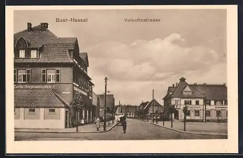 AK Buer-Hassel / Westf., Zeche Bergmannsglück, Postamt, Polizeirevier, Valentinstrasse