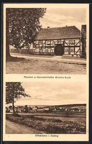 AK Silberborn i. Solling, Pension u. Sommerfrische Wilhelm Koch, Ortsansicht