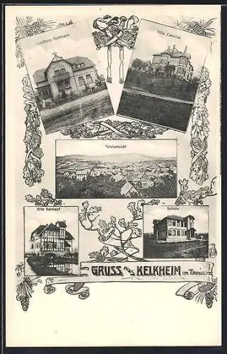 AK Kelkheim im Taunus, Landhaus Hartmann, Villa Caecilia, Villa Dornauf, Schule