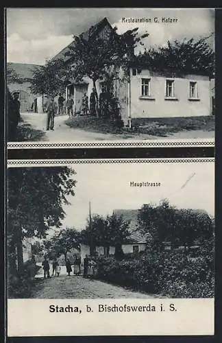 AK Stacha, Restauration G. Katzer, Hauptstrasse
