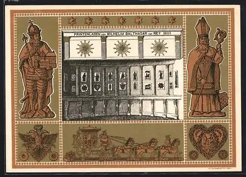 AK Aachen, Stadtgeschichtliches Museum, Pontstrasse 13, Printenladen mit alten Printenformen