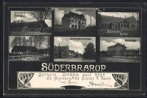 AK Süderbrarup, Bahnhof, Bahnhofshotel, Wendts Tivoli