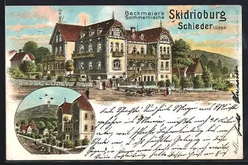 Lithographie Schieder i. Lippe, Beckmeiers Sommerfrische Skidrioburg