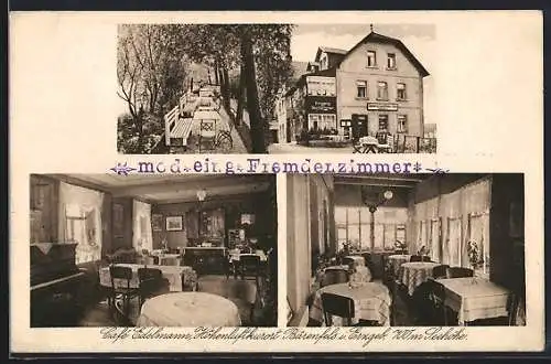 AK Bärenfels i. Erzgeb., Café Edelmann mit Innenansicht