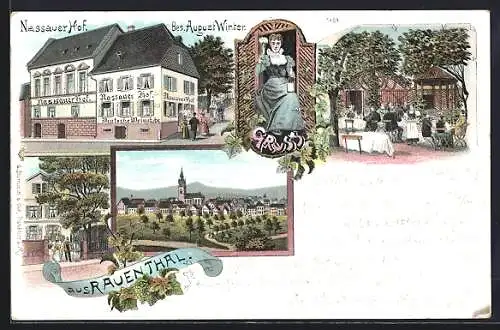 Lithographie Rauenthal, Gasthaus Nassauer Hof, Bes. August Winter