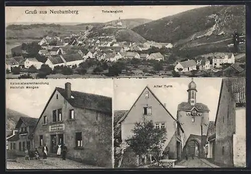 AK Neubamberg, Totalansicht, Alter Turm, Kolonialwarenhandlung Heinrich Menges