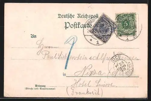 Lithographie Braunschweig, Gasthaus Lessing-Schänke mit Wintergarten