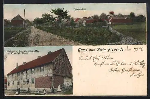 AK Klein-Biewende, Bäckerei und Kolonialwarenhandlung von Friedrich Künne, Totalansicht